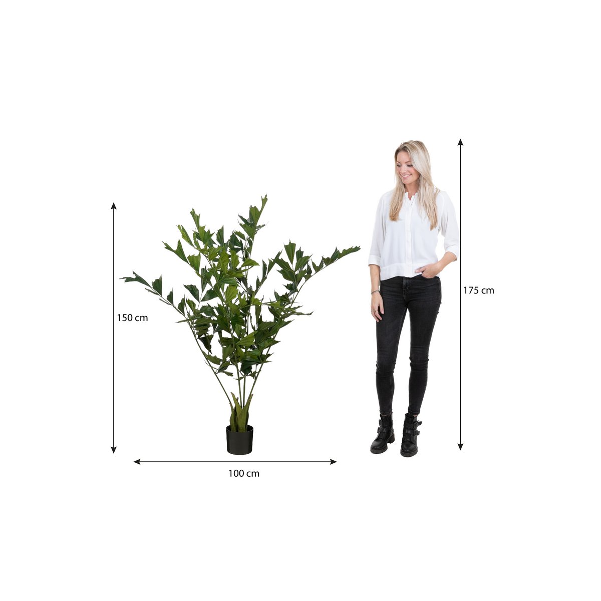 Vissenstaart Palm Kunstplant in Pot - H150 x Ø100 cm - Groen