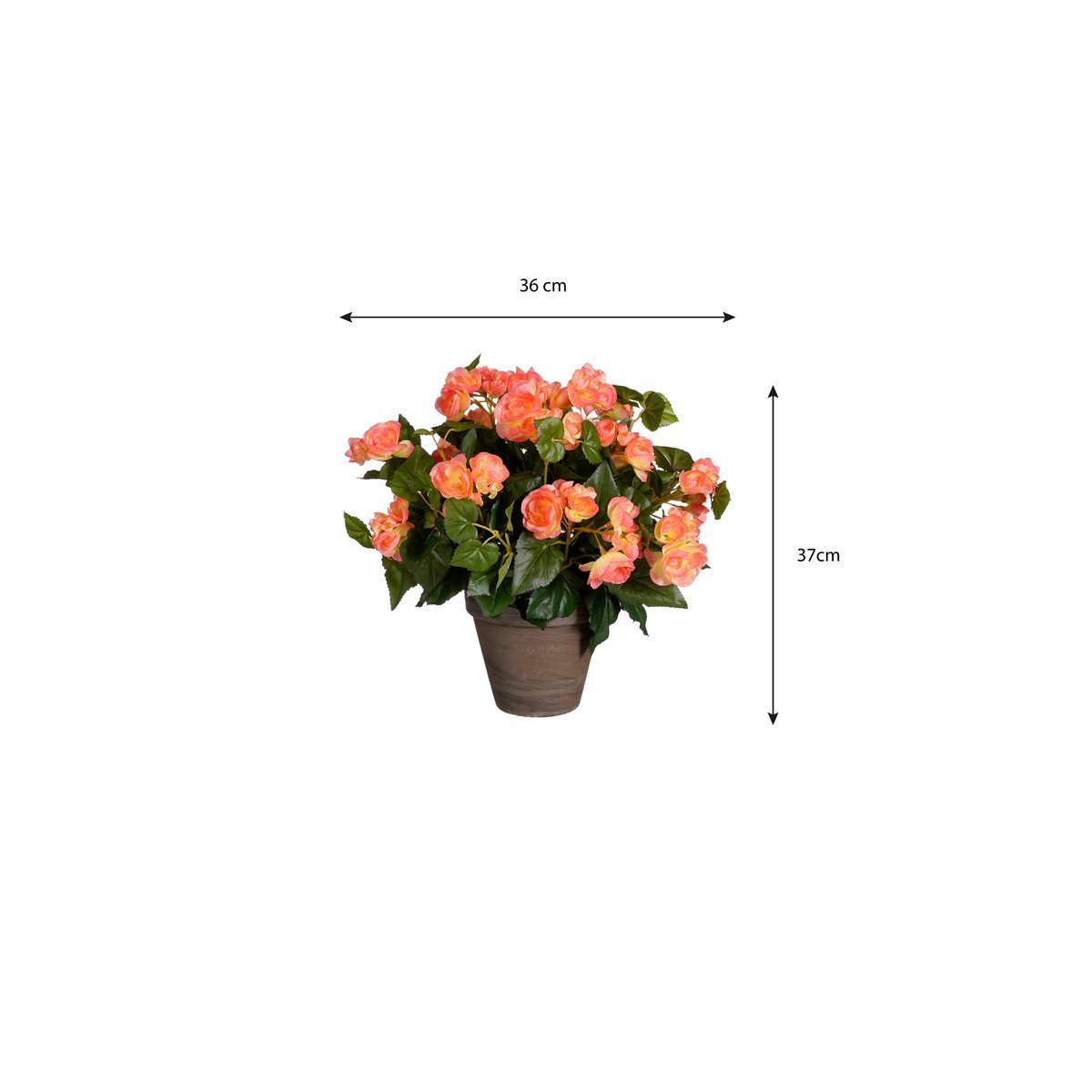 Begonia Kunstplant in Bloempot Stan - H37 x Ø36 cm - Zalmroze