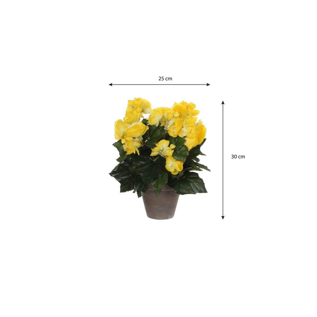 Begonia Kunstplant in Bloempot Stan - H30 x Ø25 cm - Geel