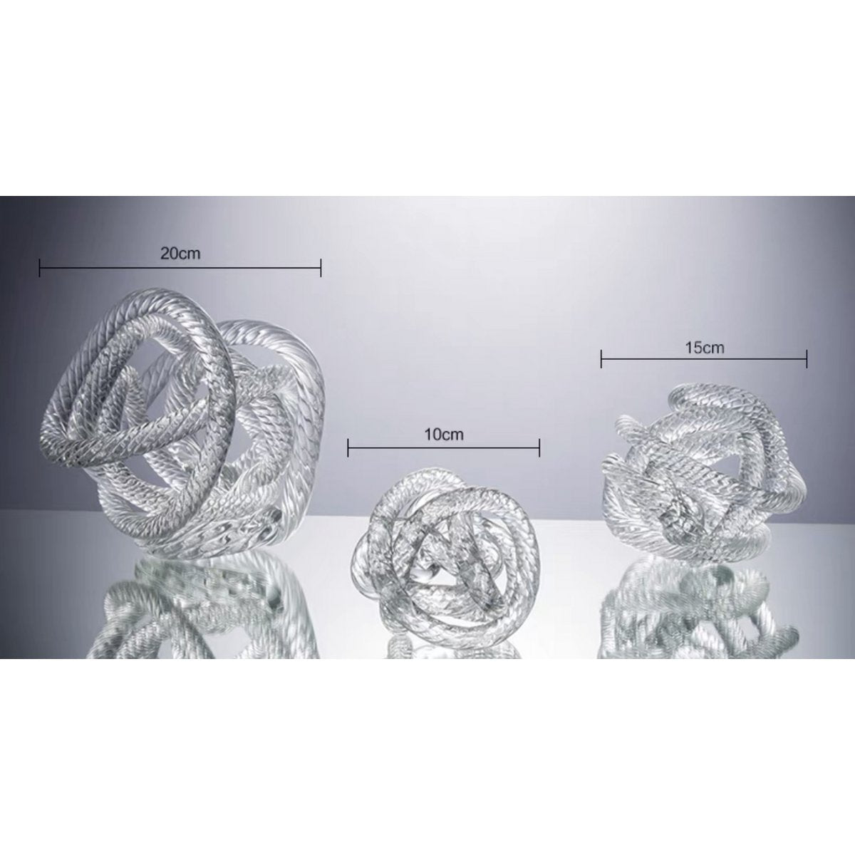Groot geknoopt glassculptuur (L) Diameter 20cm