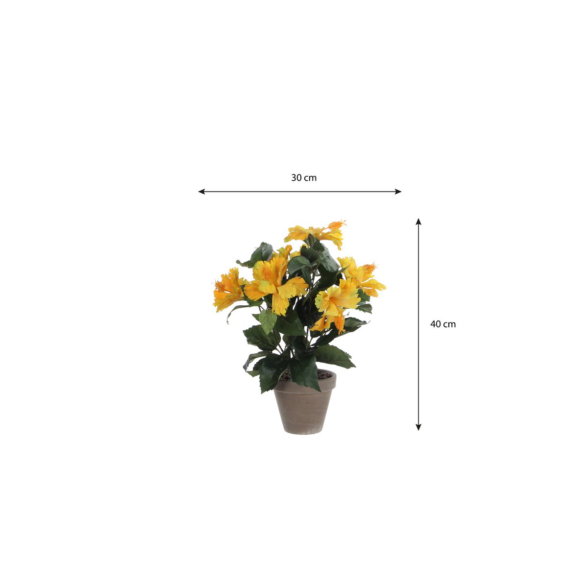 Hibiscus Kunstplant in Bloempot Stan - H40 x Ø30 cm - Geel