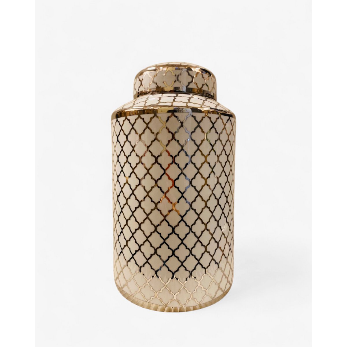 Keramieken pot wit goud (klein formaat: H*30 B*15)