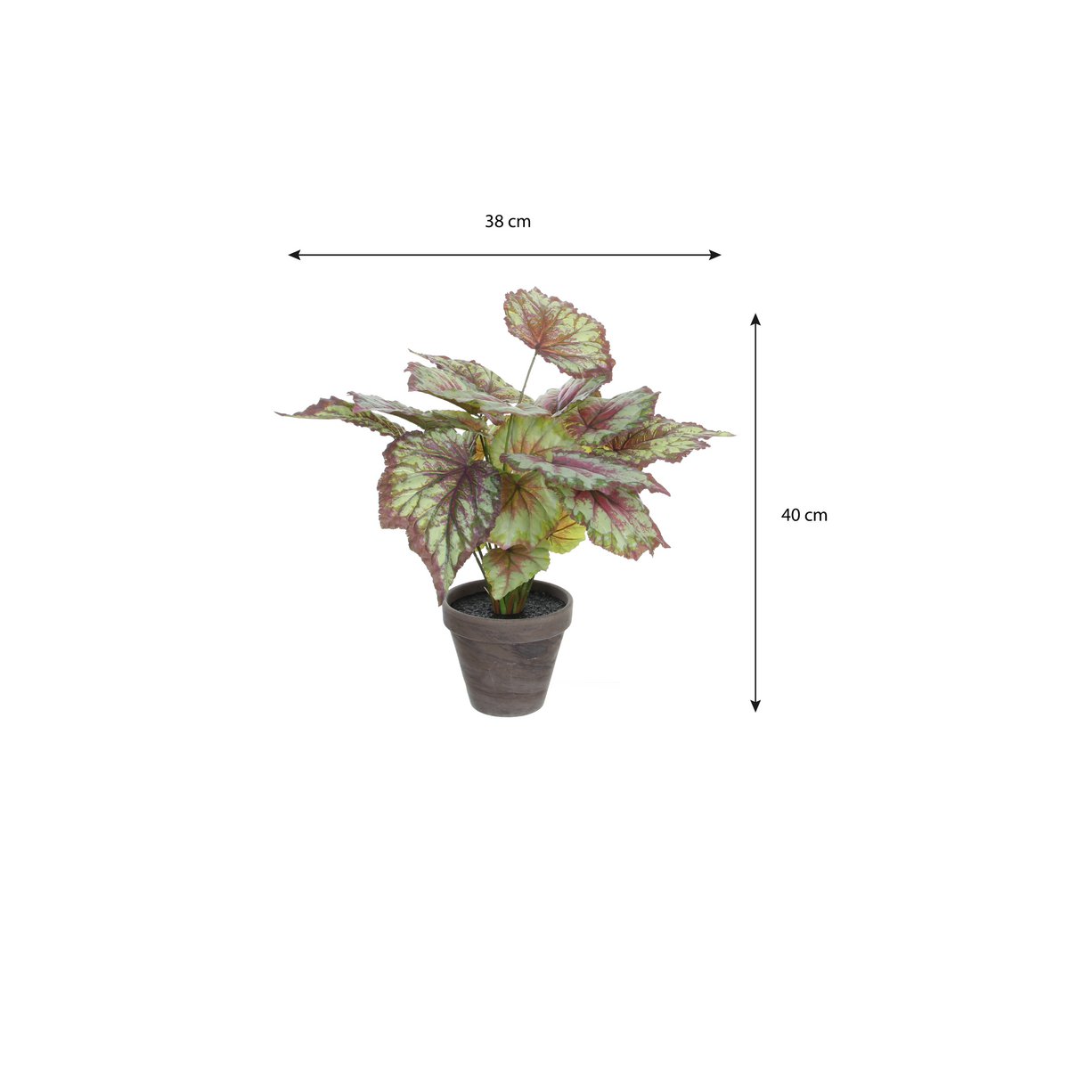 Begonia Kunstplant in Bloempot Stan - H40 x Ø38 cm - Rood