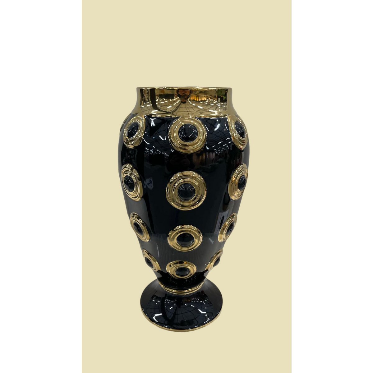 Gouden grote vaas met 4 cirkels H46cm (CV11619-17zwart zwart)