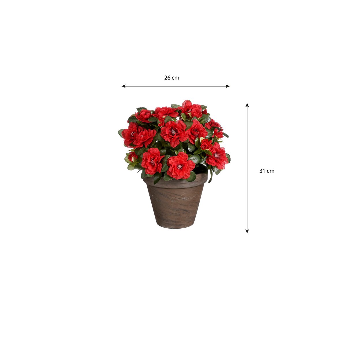 Azalea Kunstplant in Bloempot Stan - H31 x Ø26 cm - Rood