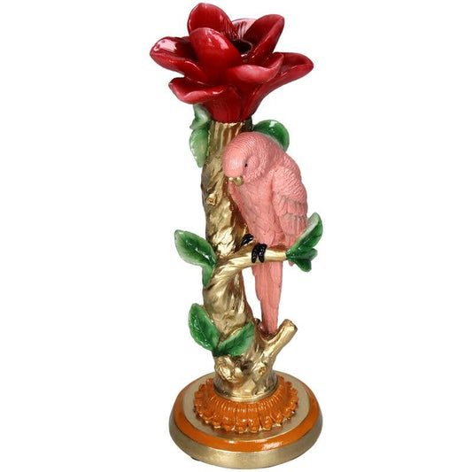 Kaarshouder - Roze Papegaai ↑ 26 cm