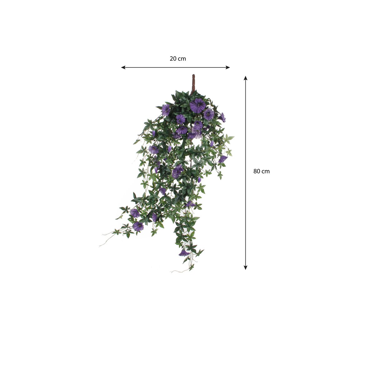Petunia Kunst Hangplant - L15 x B20 x H80 cm - Donkerpaars