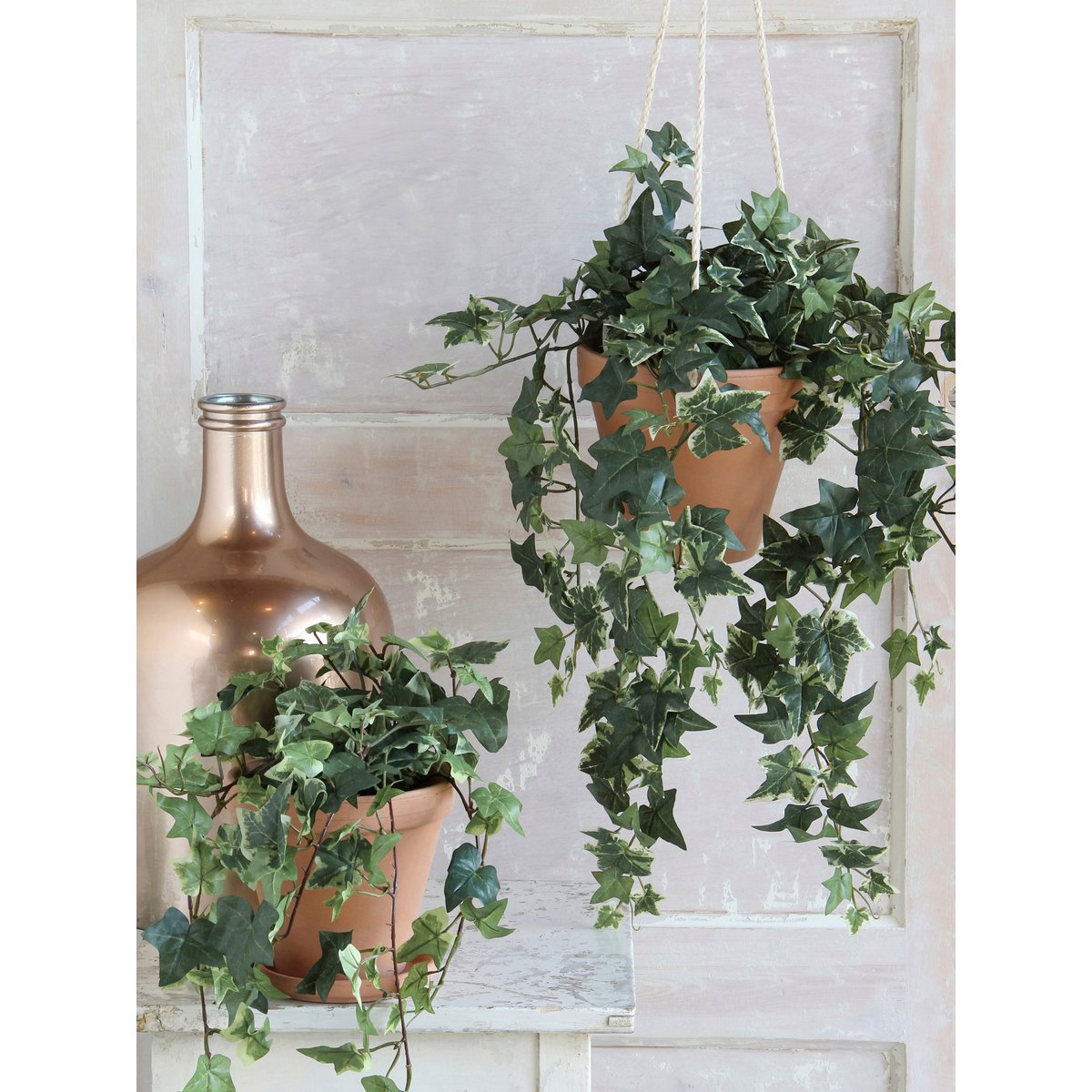Hedera Kunstplant in Bloempot Stan - H45 x Ø25 cm - Groen Bont