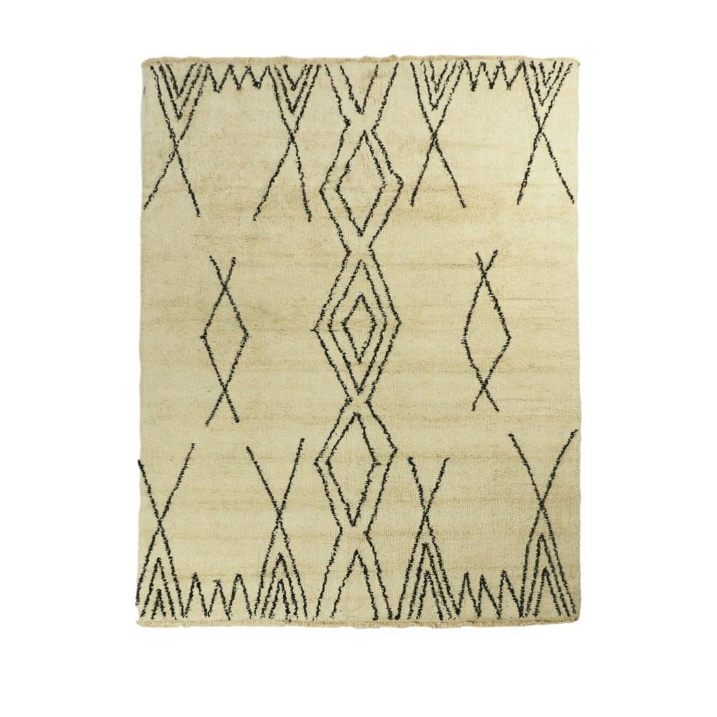 HSM Collection-Vloerkleed Dubbel Ruit -160x230-Zwart/Wit-Katoen