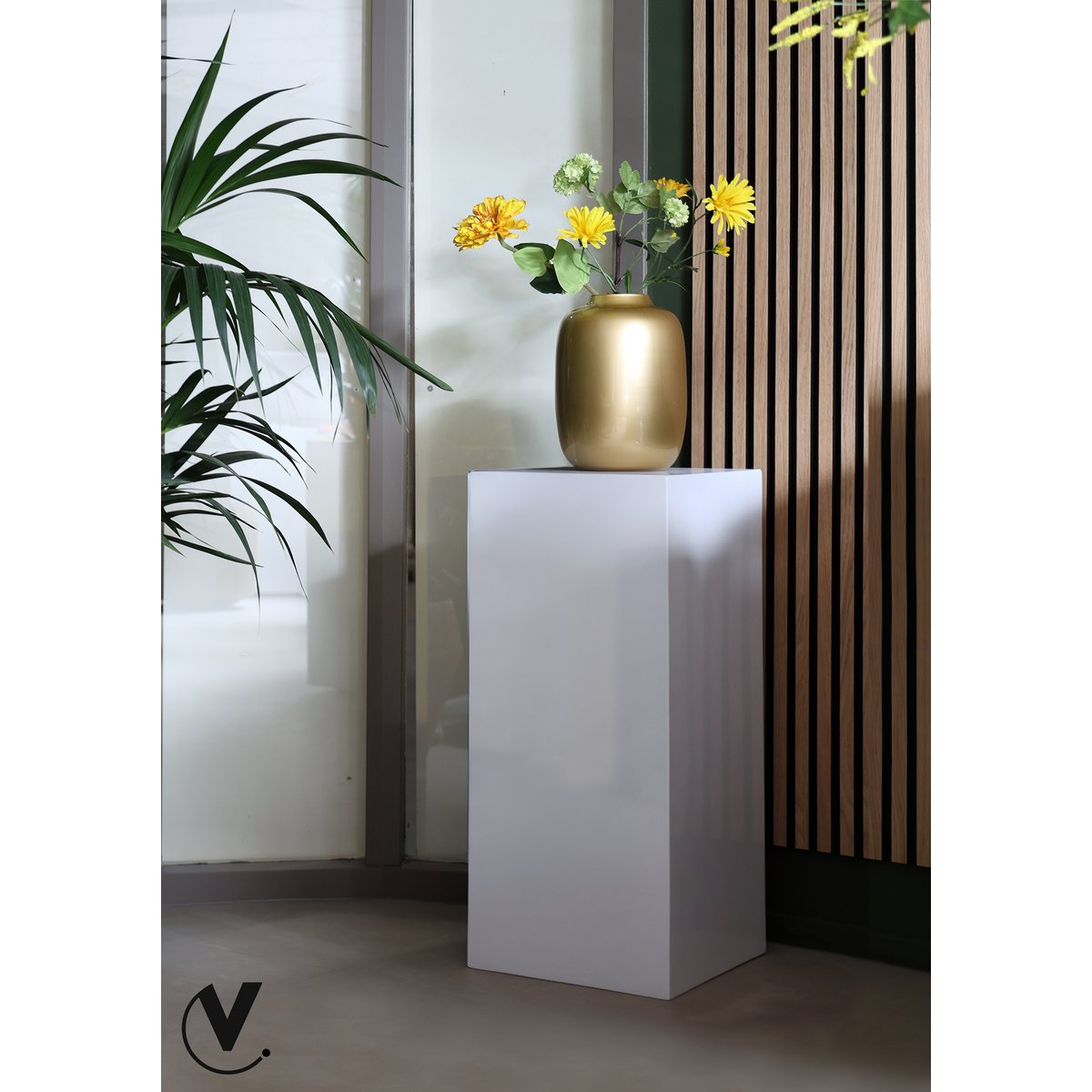 Zuil/Plantenbak - Mont Blanc shiny white L35 x B35 x H80cm