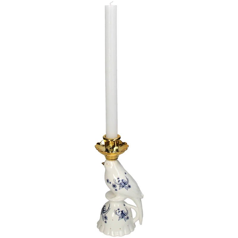 Kaarshouder - Vogelporselein - Delfts blauw ↑ 21 cm