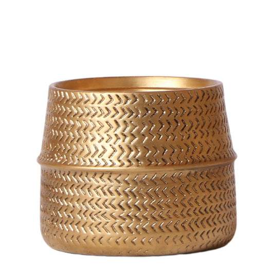 Kolibri Home | Groove bloempot - Gouden keramieken sierpot - potmaat - Ø12cm