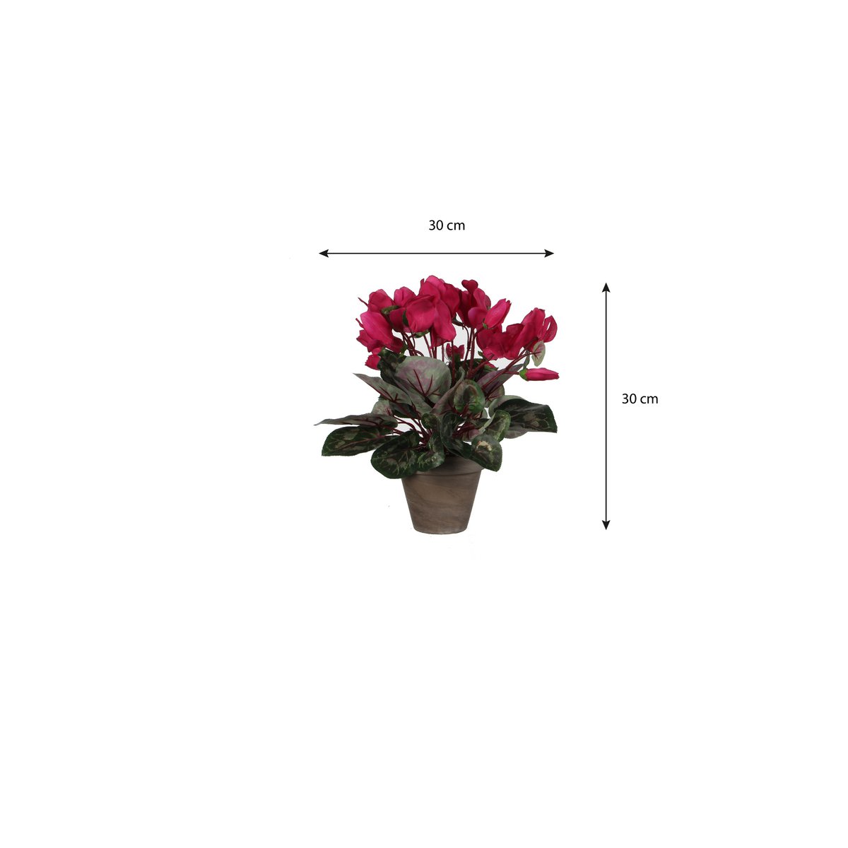 Cyclaam Kunstplant in Bloempot Stan - H30 x Ø30 cm - Donkerroze