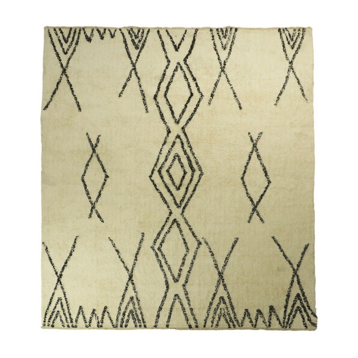 HSM Collection-Vloerkleed Dubbel Ruit -200x300-Zwart/Wit-Katoen