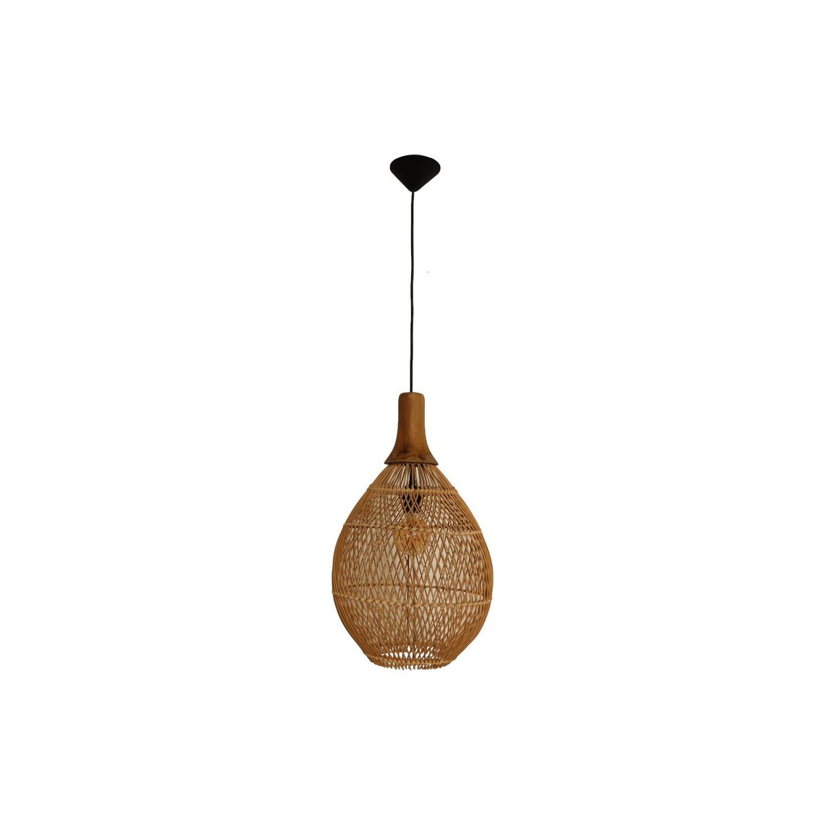 HSM Collection-Hanglamp-34x34x58-Naturel-Rotan/Teak