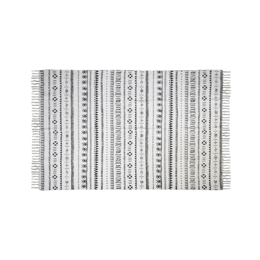 HSM Collection-Vloerkleed -210x150x0,35-Zwart/Wit-Katoen