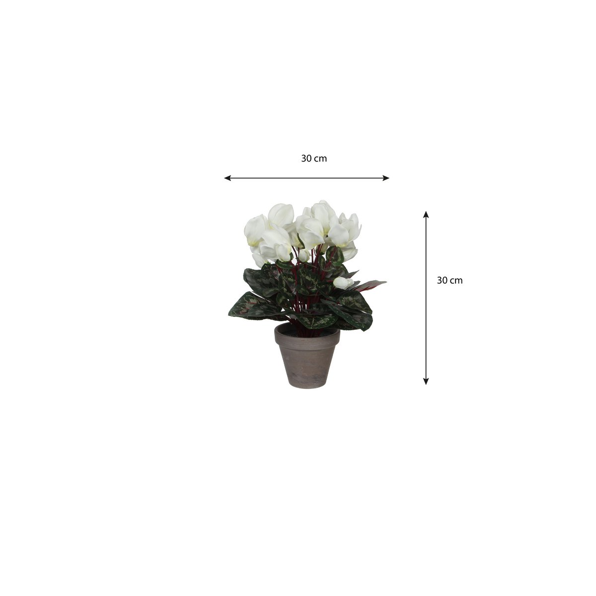 Cyclaam Kunstplant in Bloempot Stan - H30 x Ø30 cm - Wit