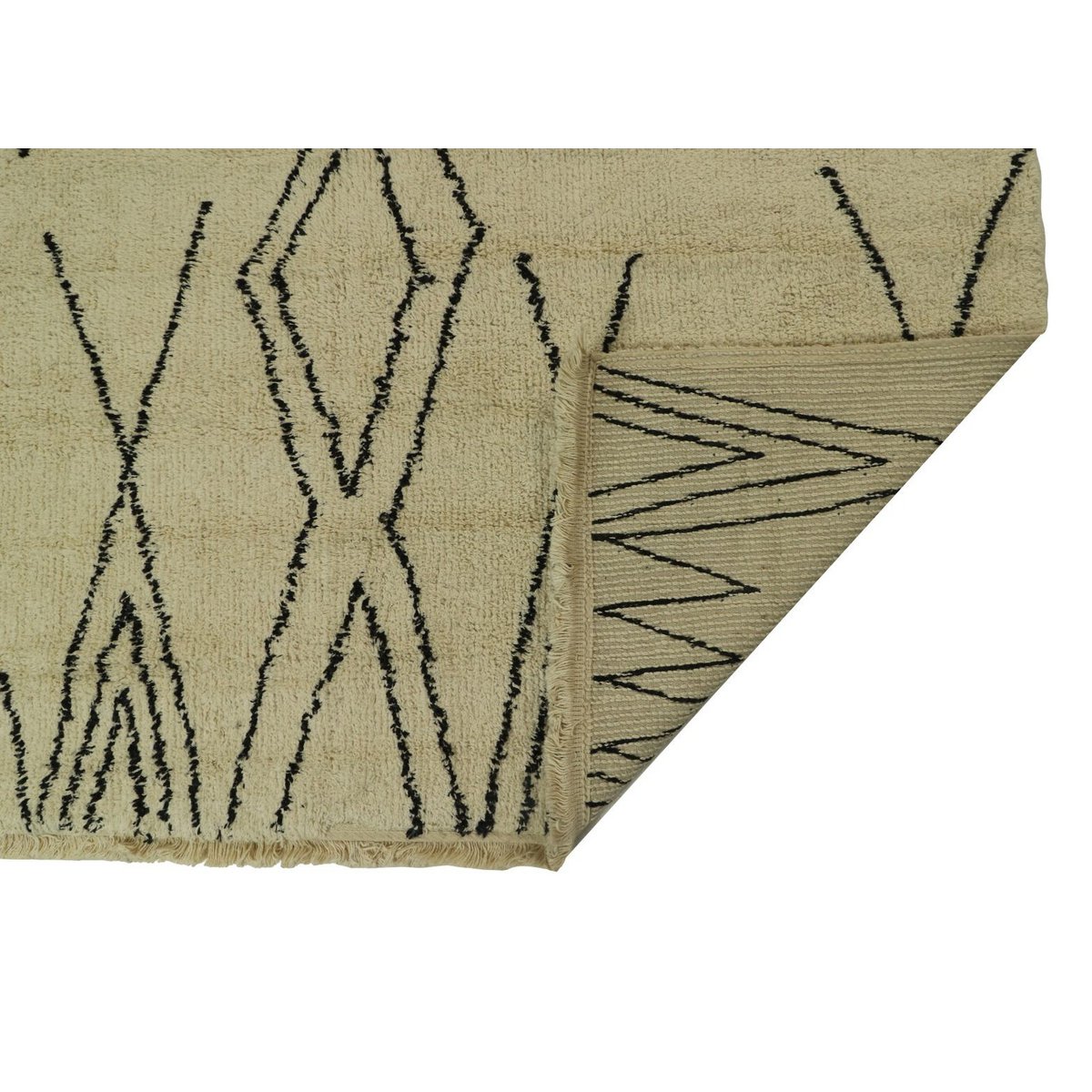 HSM Collection-Vloerkleed Dubbel Ruit -160x230-Zwart/Wit-Katoen