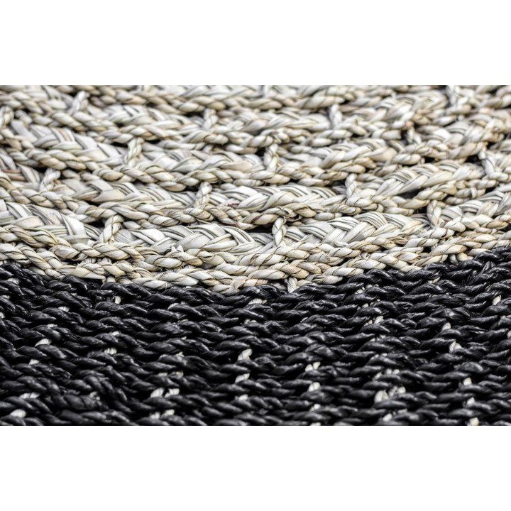 HSM Collection-Vloerkleed Malibu -ø100-Naturel/Zwart-Raffia/Zeegras