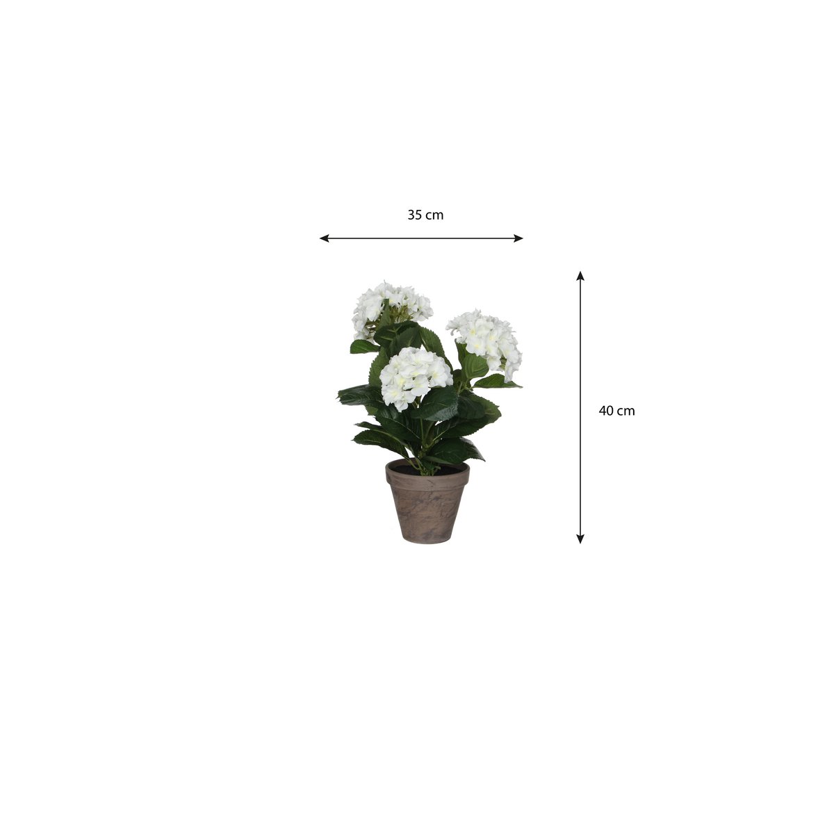 Hortensia Kunstplant in Bloempot Stan - H40 x Ø35 cm - Wit