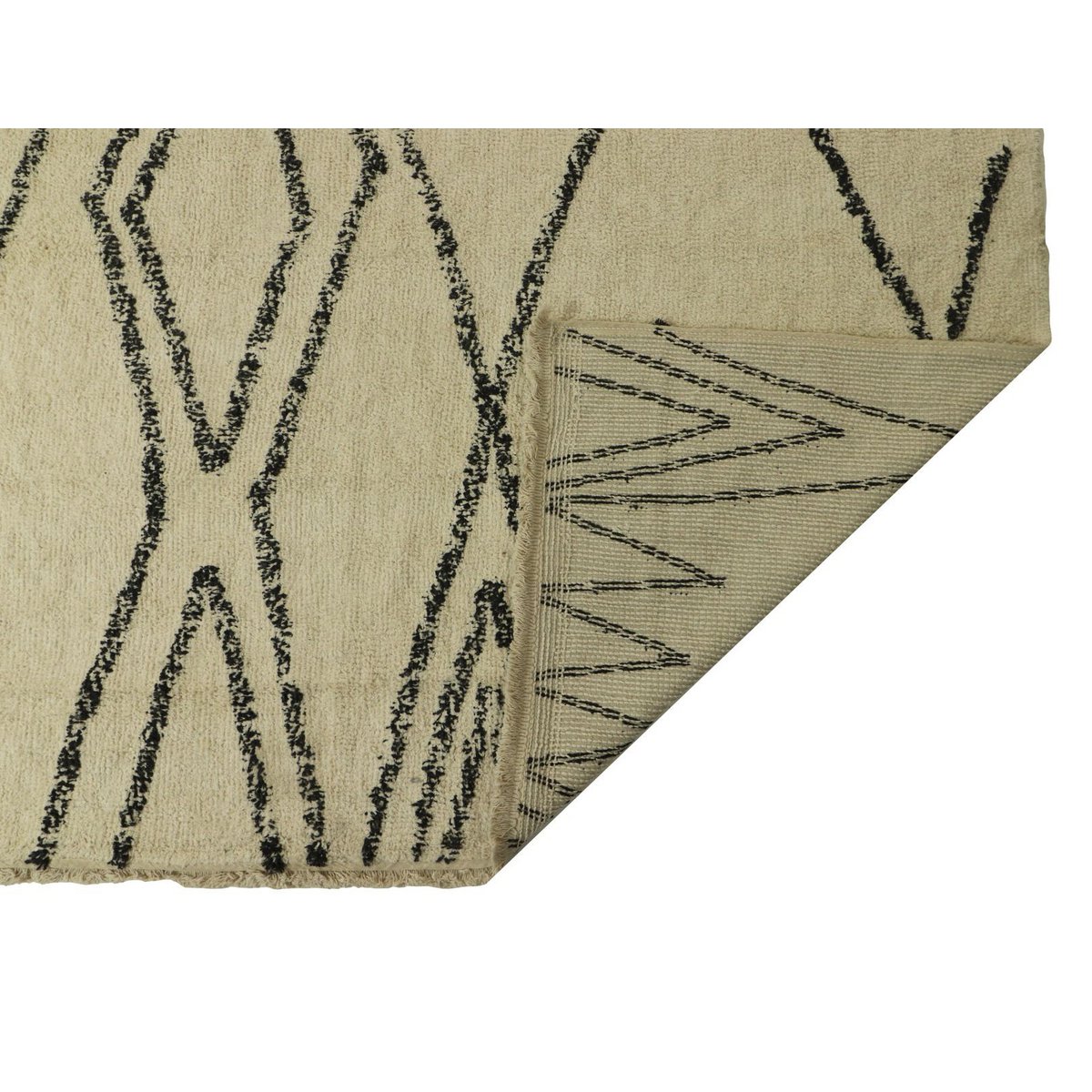 HSM Collection-Vloerkleed Dubbel Ruit -200x300-Zwart/Wit-Katoen