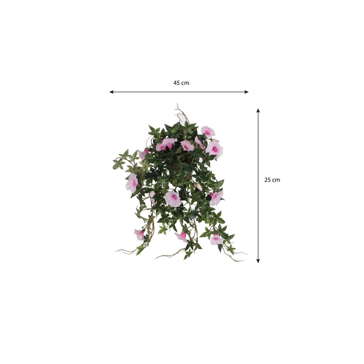 Petunia Kunst Hangplant in Bloempot Stan - L25 x B45 x H50 cm - Roze