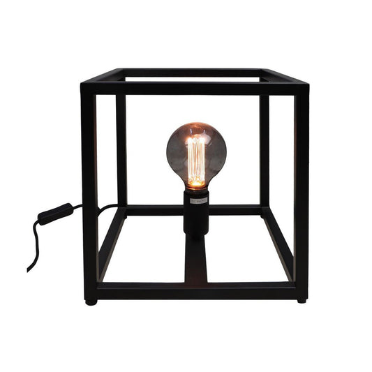 HSM Collection-Tafellamp Vierkant Fremont-26x26x26-Zwart-Metaal
