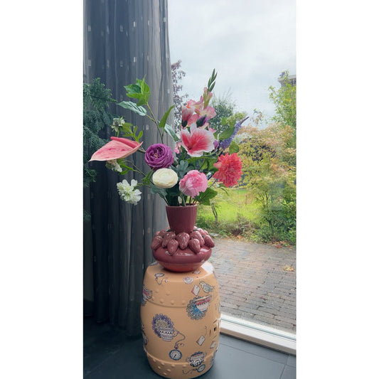 Zijden Bloemen met Strawberry Juice Vase H：23cm