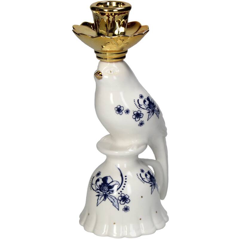Kaarshouder - Vogelporselein - Delfts blauw ↑ 21 cm
