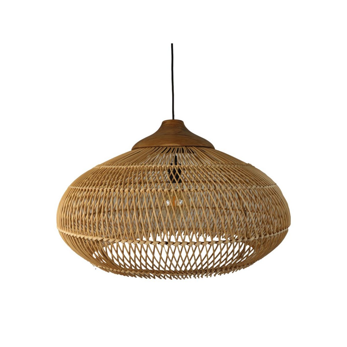 HSM Collection-Hanglamp-65X65X40-Naturel-Rotan/Teak