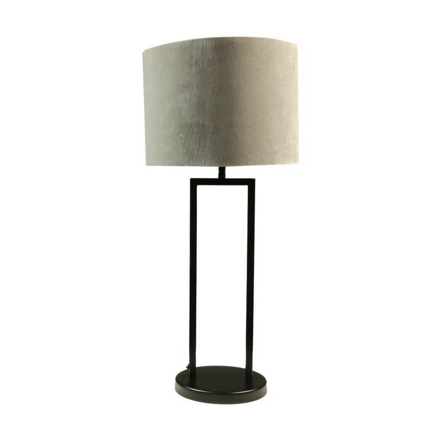 HSM Collection-Ronde Lampenkap-32x32x24-Licht Grijs-Stof