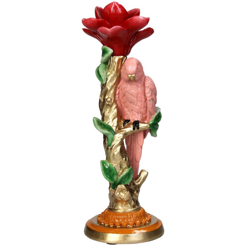 Kaarshouder - Roze Papegaai ↑ 26 cm