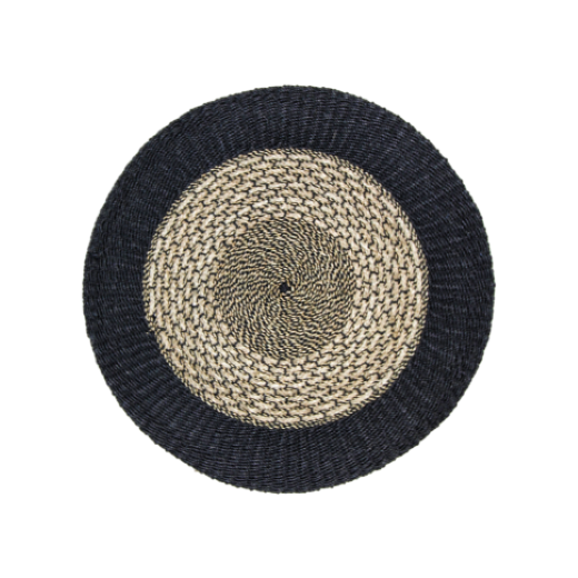 HSM Collection-Vloerkleed Malibu -ø100-Naturel/Zwart-Raffia/Zeegras