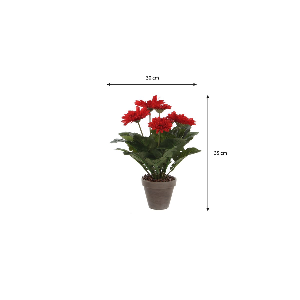 Gerbera Kunstplant in Bloempot Stan - H35 x Ø30 cm - Rood