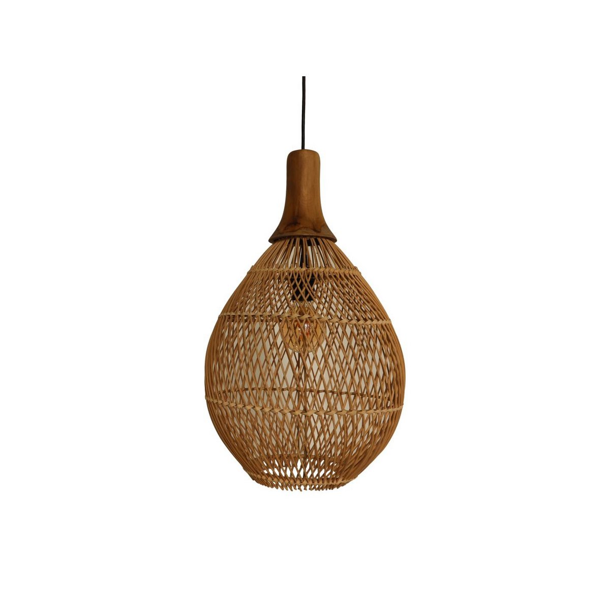 HSM Collection-Hanglamp-34x34x58-Naturel-Rotan/Teak