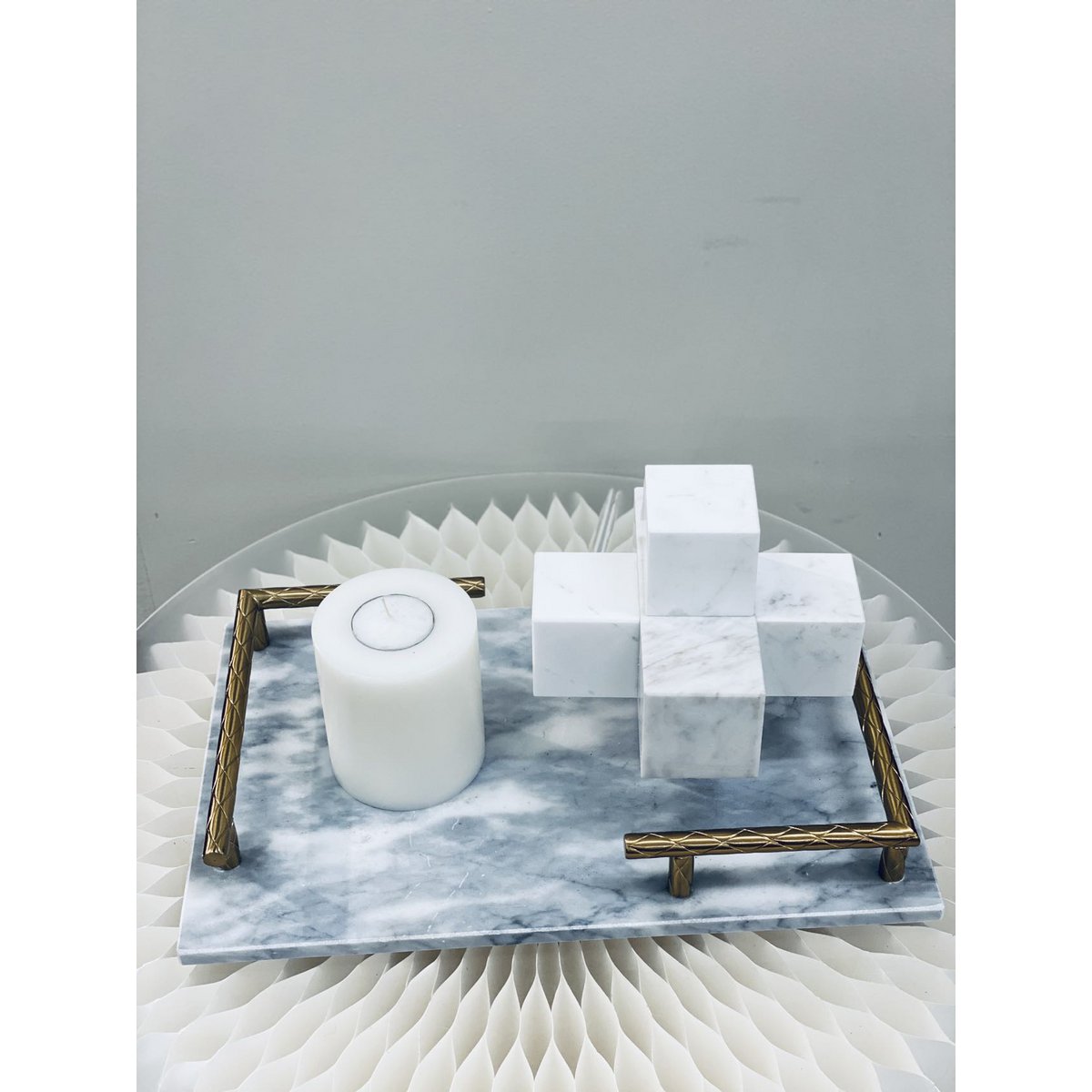 Licht luxe modern eenvoudig marmeren kruis wit klein formaat: 9cm*9cm*9cm