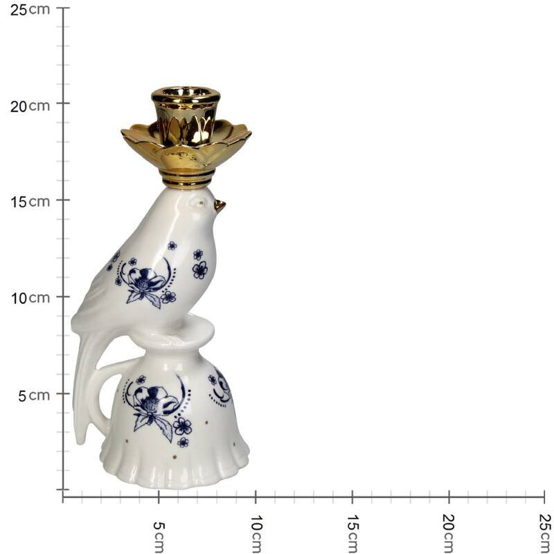 Kaarshouder - Vogelporselein - Delfts blauw ↑ 21 cm
