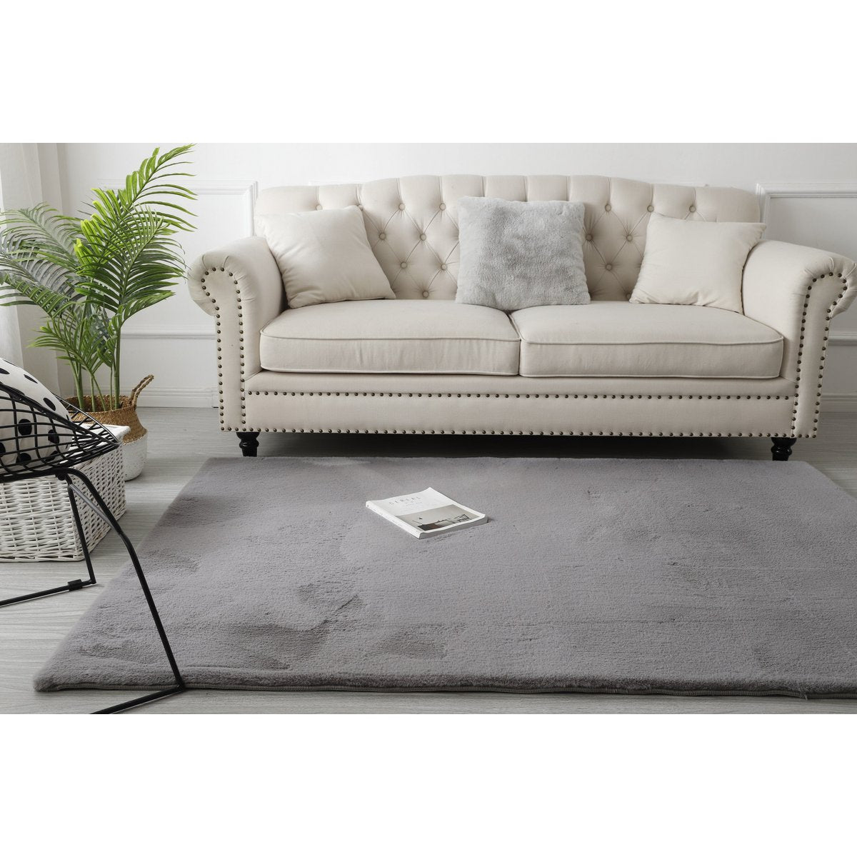 Fluffy Vloerkleed Grey 80x300CM