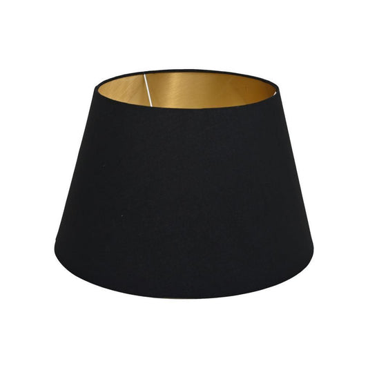 HSM Collection-Ronde Lampenkap Conisch-ø35-ø52x32-Zwart/Goud-Katoen