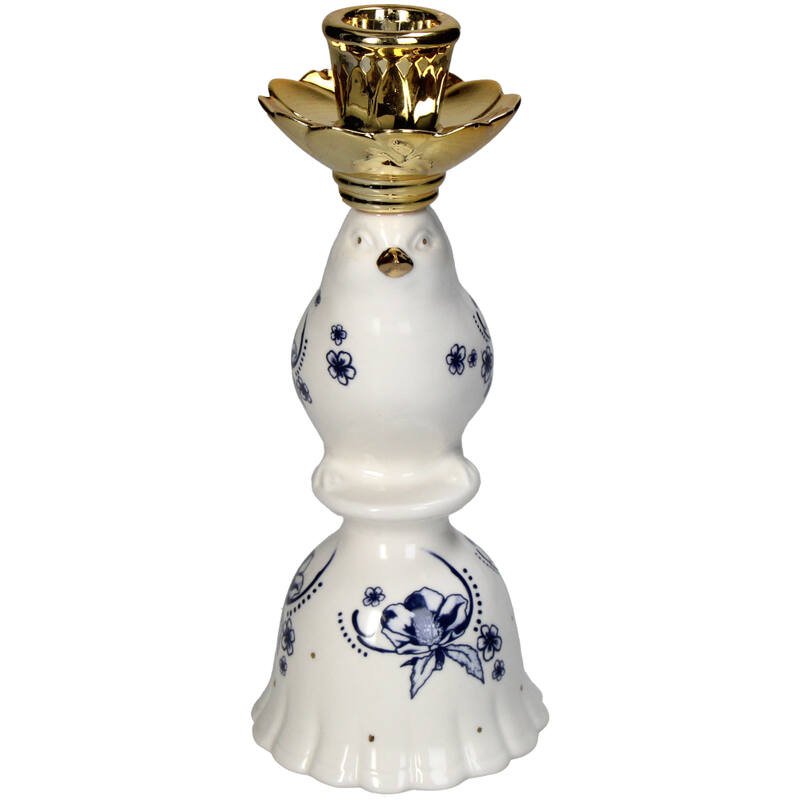 Kaarshouder - Vogelporselein - Delfts blauw ↑ 21 cm