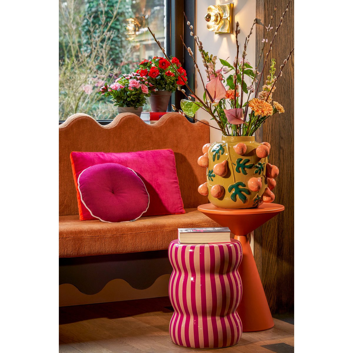 Azalea Kunstplant in Bloempot Stan - H31 x Ø26 cm - Rood