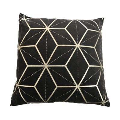 HSM Collection-Sierkussen Met Print-2-45x45-Zwart/Goud-Stof