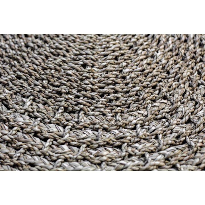 HSM Collection-Vloerkleed Malibu -ø100-Naturel/Zwart-Raffia/Zeegras