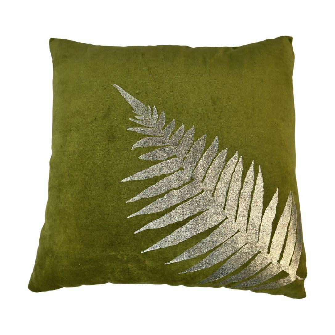 HSM Collection-Sierkussen Met Print-45x45-Olijf Groen/Goud-Stof