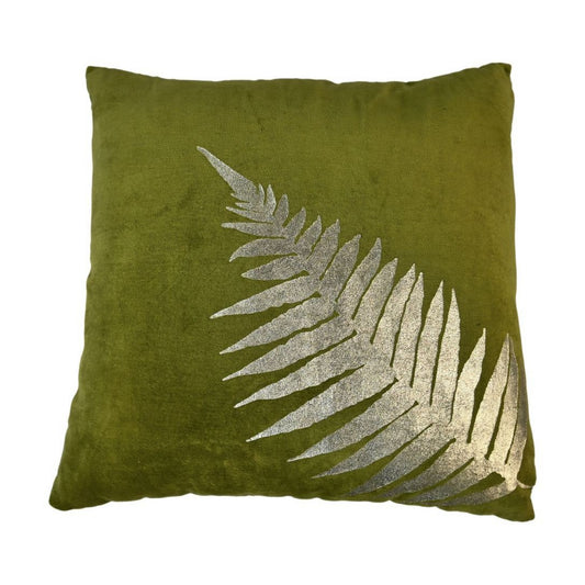 HSM Collection-Sierkussen Met Print-45x45-Olijf Groen/Goud-Stof